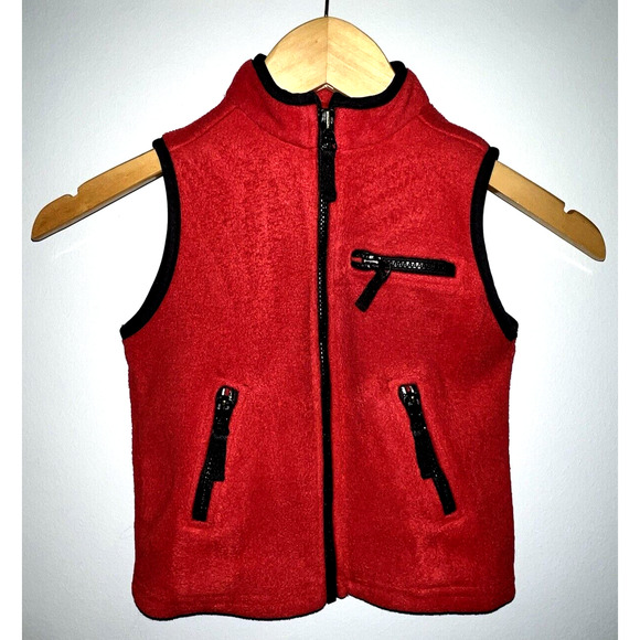 TKS Warm Fleece Vest Zip Up Pockets Extended Zipper Pulls - Red - Toddler Sz 3T - Picture 3 of 11